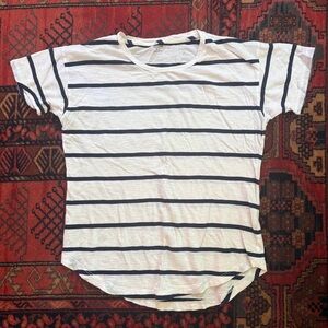 Madewell White and Black Striped 100% Cotton Tee